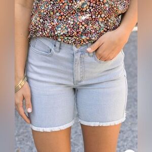 Grace and Lace Mid Rise Light Wash Denim Shorts